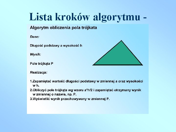 Lista kroków algorytmu przykład 