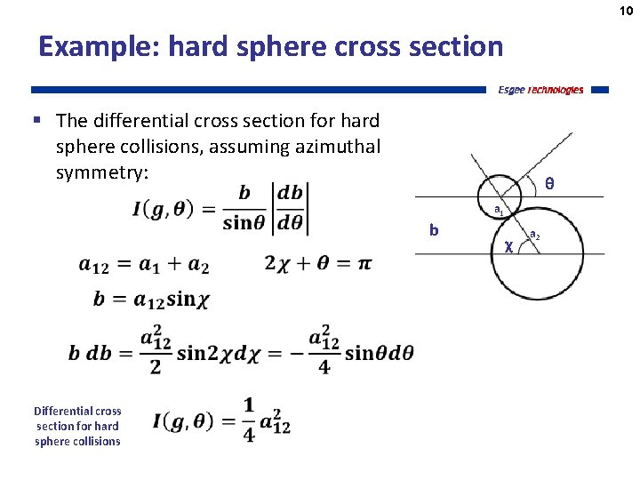 10 Example: hard sphere cross section § The differential cross section for hard sphere