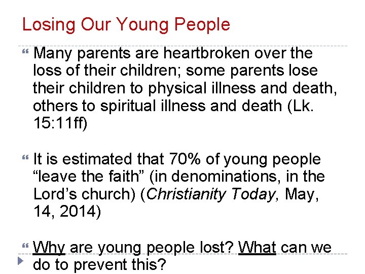 Losing Our Young People Many parents are heartbroken over the loss of their children;