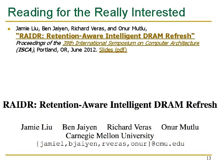 Reading for the Really Interested n Jamie Liu, Ben Jaiyen, Richard Veras, and Onur