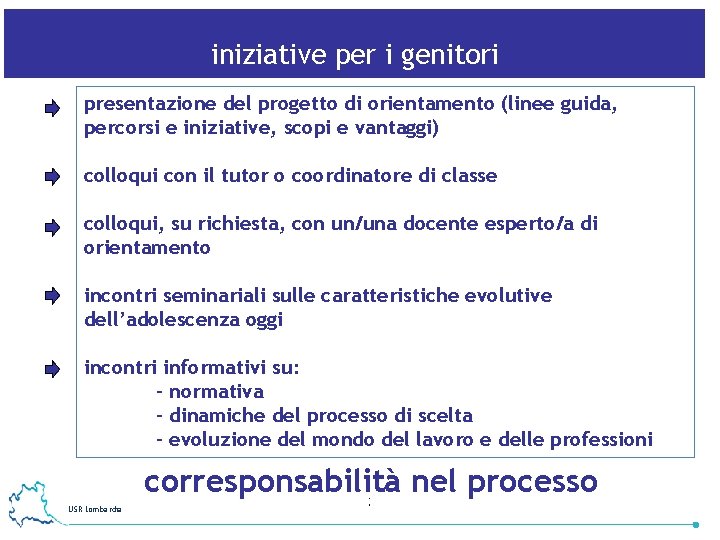 iniziative per i genitori presentazione del progetto di orientamento (linee guida, percorsi e iniziative,