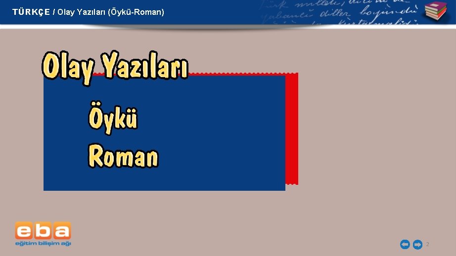 TÜRKÇE / Olay Yazıları (Öykü-Roman) 2 