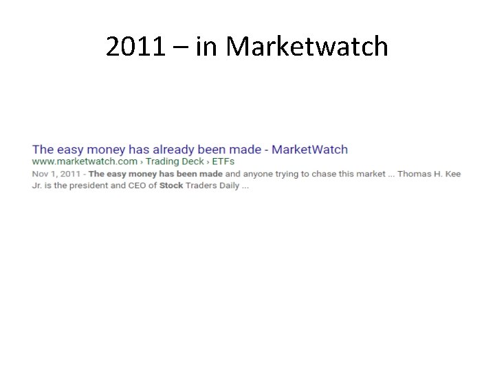 2011 – in Marketwatch 