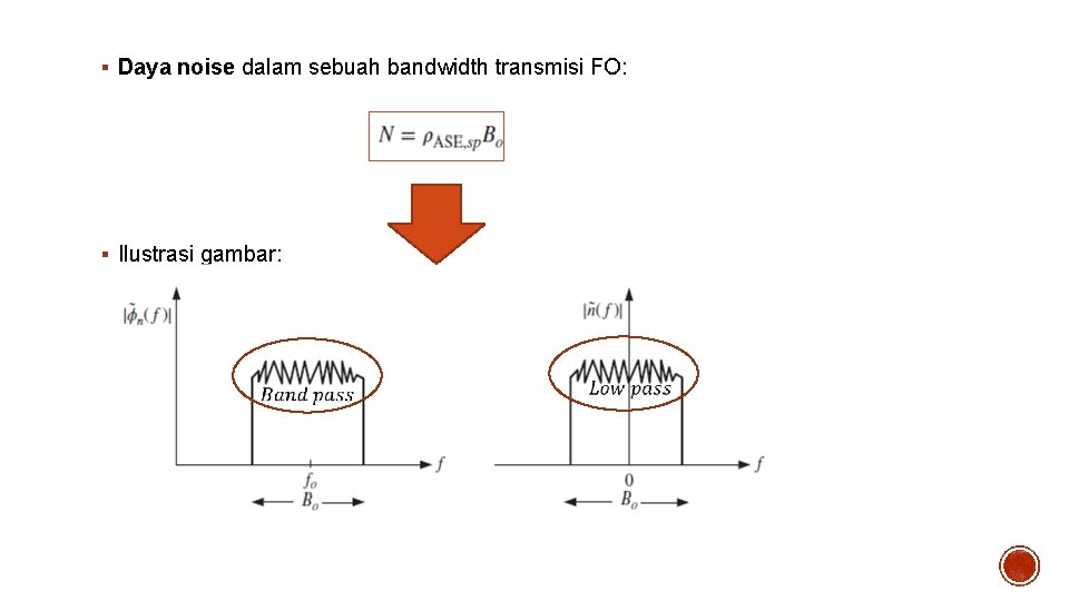 § Daya noise dalam sebuah bandwidth transmisi FO: § Ilustrasi gambar: 