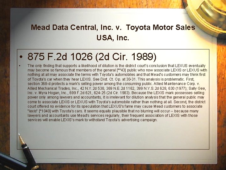 Mead Data Central, Inc. v. Toyota Motor Sales USA, Inc. • 875 F. 2