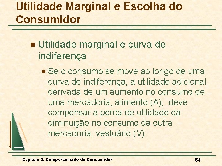 Utilidade Marginal e Escolha do Consumidor n Utilidade marginal e curva de indiferença l