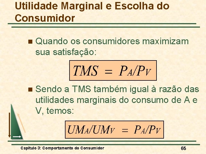 Utilidade Marginal e Escolha do Consumidor n Quando os consumidores maximizam sua satisfação: n