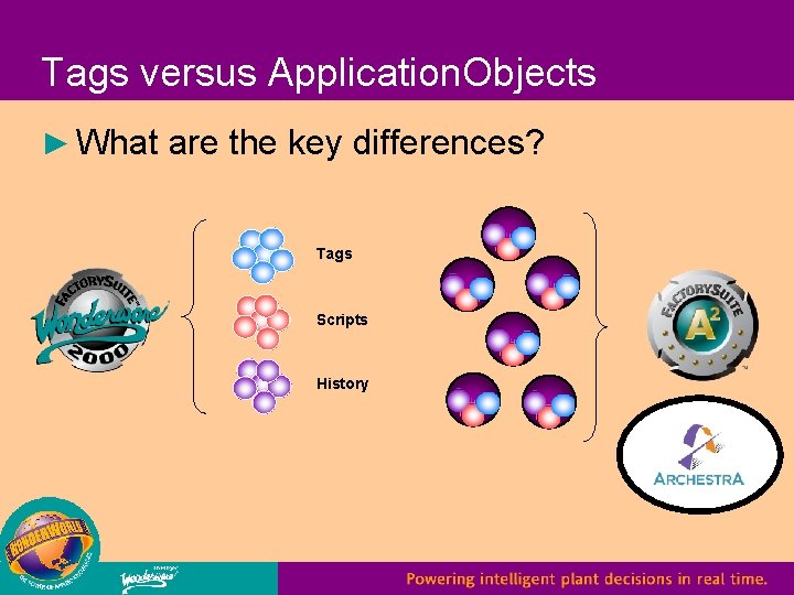 Tags versus Application. Objects ► What are the key differences? Tags Scripts History 21