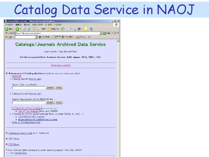 Catalog Data Service in NAOJ 