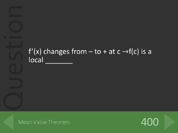 Question Mean Value Theorem 400 