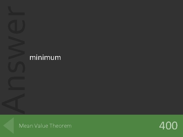 Answer minimum Mean Value Theorem 400 