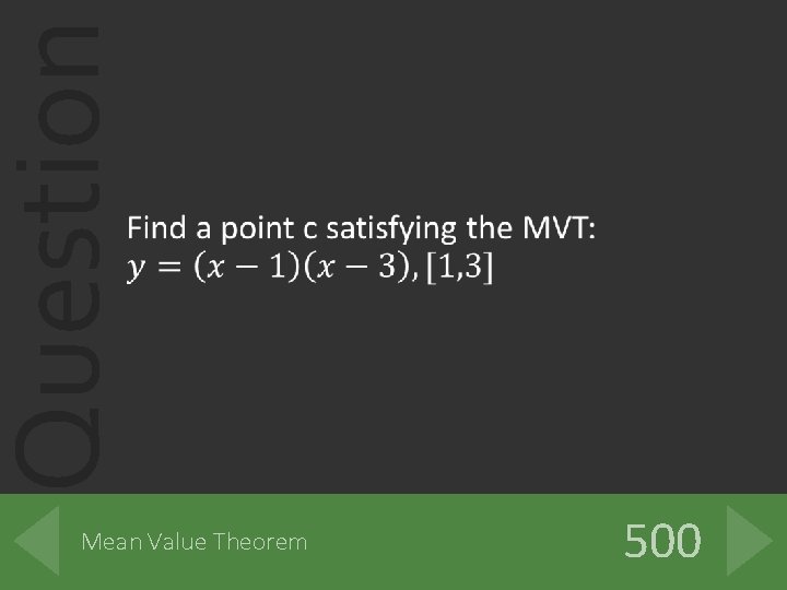 Question Mean Value Theorem 500 