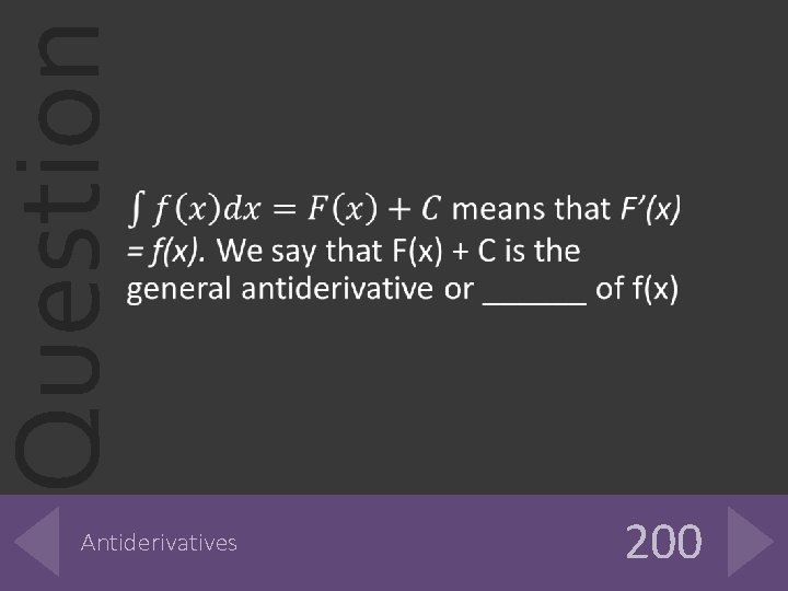 Question Antiderivatives 200 