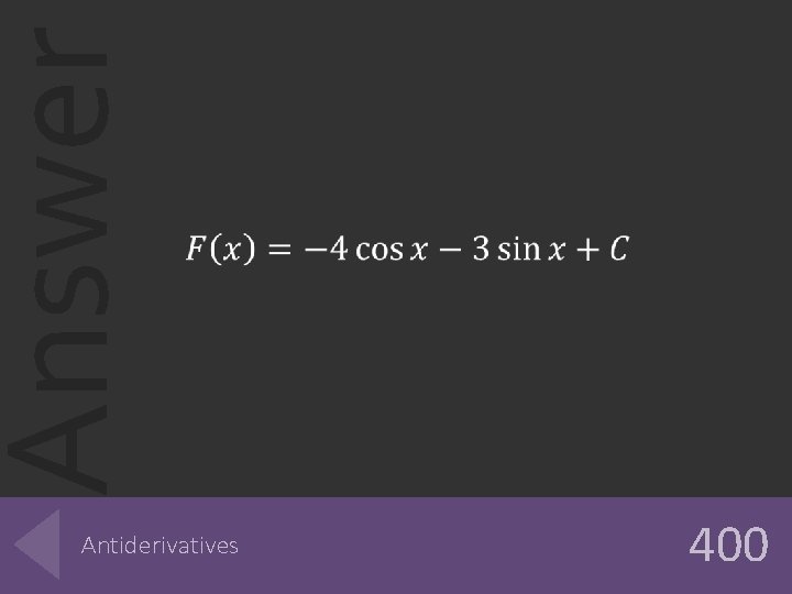 Answer Antiderivatives 400 