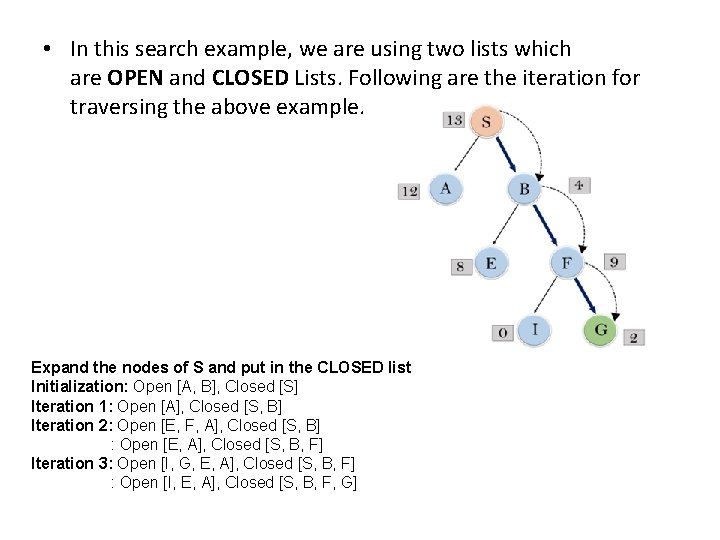  • In this search example, we are using two lists which are OPEN