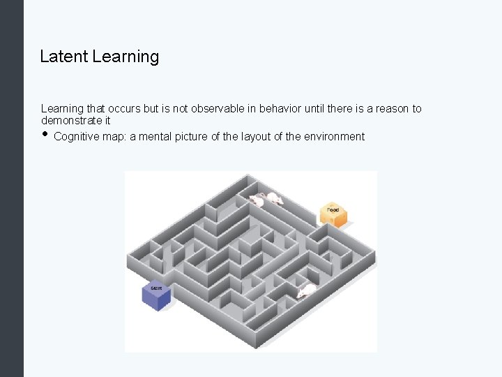 Latent Learning that occurs but is not observable in behavior until there is a