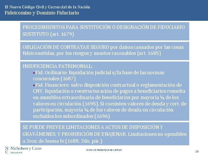 El Nuevo Código Civil y Comercial de la Nación Fideicomiso y Dominio Fiduciario PROCEDIMIENTOS