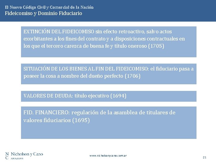 El Nuevo Código Civil y Comercial de la Nación Fideicomiso y Dominio Fiduciario EXTINCIÓN