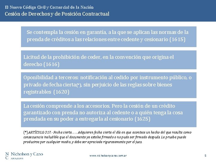 El Nuevo Código Civil y Comercial de la Nación Cesión de Derechos y de