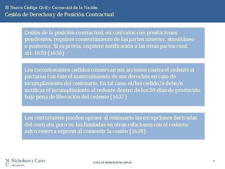 El Nuevo Código Civil y Comercial de la Nación Cesión de Derechos y de