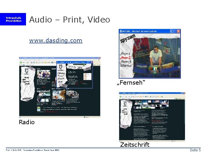 Trimediale Produktion Audio – Print, Video www. dasding. com „Fernseh“ Radio Zeitschrift Prof. J.