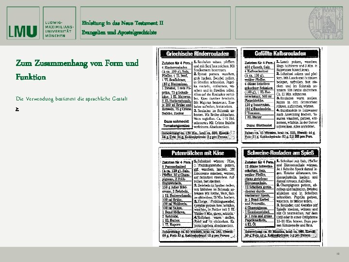 Einleitung in das Neue Testament II Evangelien und Apostelgeschichte Zum Zusammenhang von Form und