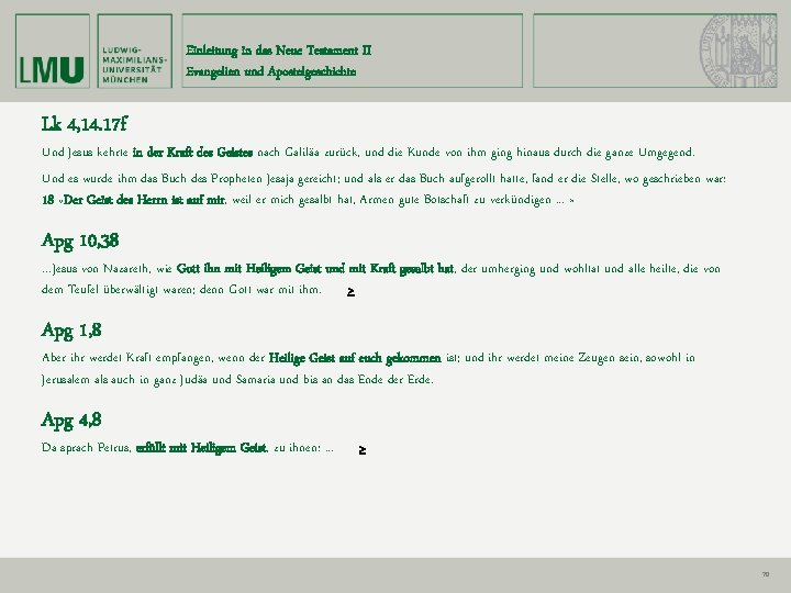 Einleitung in das Neue Testament II Evangelien und Apostelgeschichte Lk 4, 14. 17 f