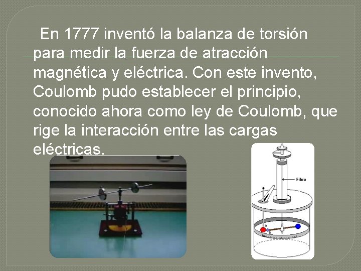 En 1777 inventó la balanza de torsión para medir la fuerza de atracción magnética