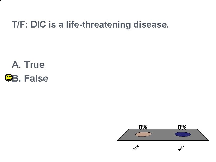 T/F: DIC is a life-threatening disease. A. True B. False 2 