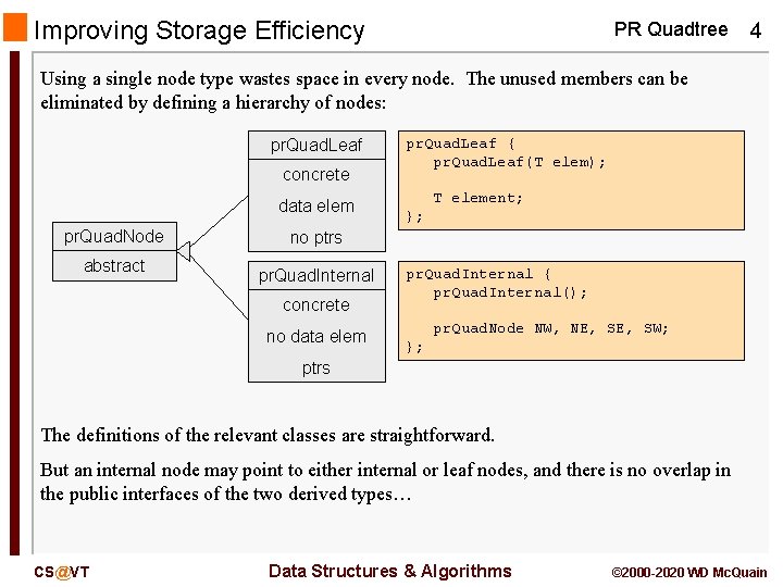 Improving Storage Efficiency PR Quadtree 4 Using a single node type wastes space in Improving Storage Efficiency PR Quadtree 4 Using a single node type wastes space in