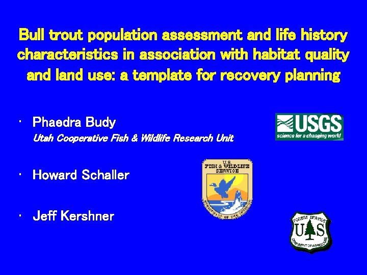 Bull trout population assessment and life history characteristics in association with habitat quality and