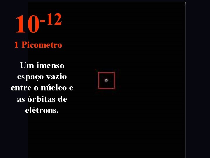 -12 10 1 Picometro Um imenso espaço vazio entre o núcleo e as órbitas