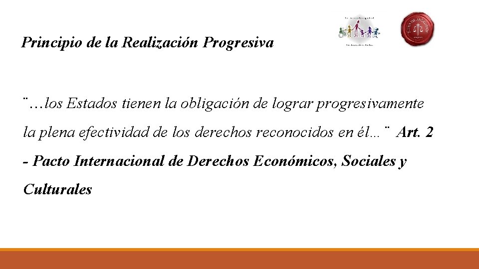 Principio de la Realización Progresiva ¨…los Estados tienen la obligación de lograr progresivamente la