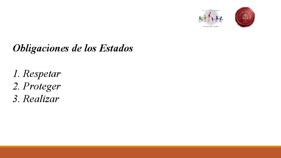 Obligaciones de los Estados 1. Respetar 2. Proteger 3. Realizar 