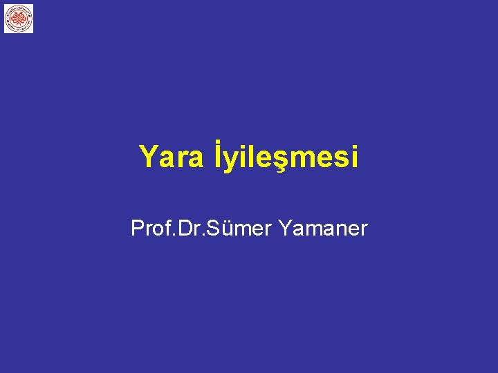 Yara İyileşmesi Prof. Dr. Sümer Yamaner 