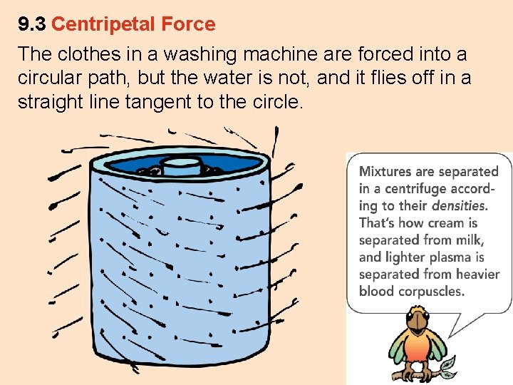 9. 3 Centripetal Force The clothes in a washing machine are forced into a