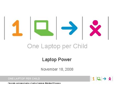 One Laptop per Child Laptop Power November 18, 2008 ONE LAPTOP PER CHILD This