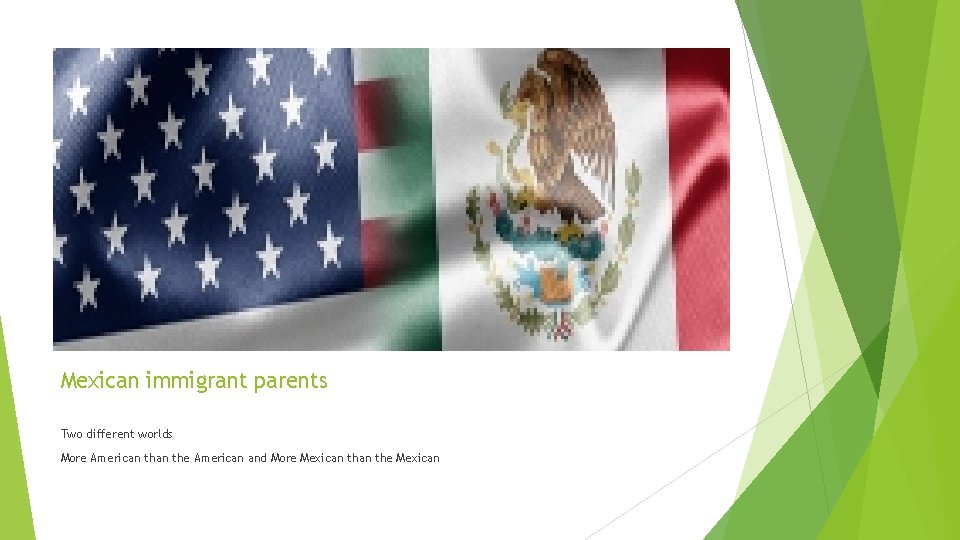 Mexican immigrant parents Two different worlds More American the American and More Mexican the