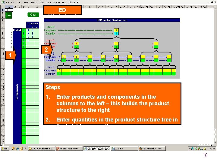 ED Worksheet 1 2 Steps 1. Enter products and components in the columns to