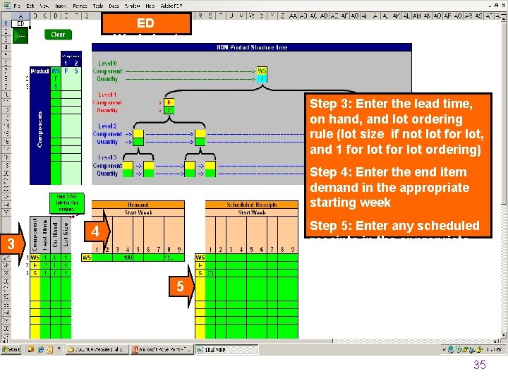 ED Worksheet Step 3: Enter the lead time, on hand, and lot ordering rule