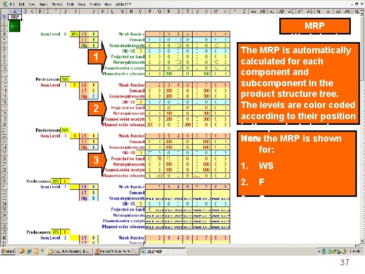 1 2 3 MRP Worksheet The MRP is automatically calculated for each component and