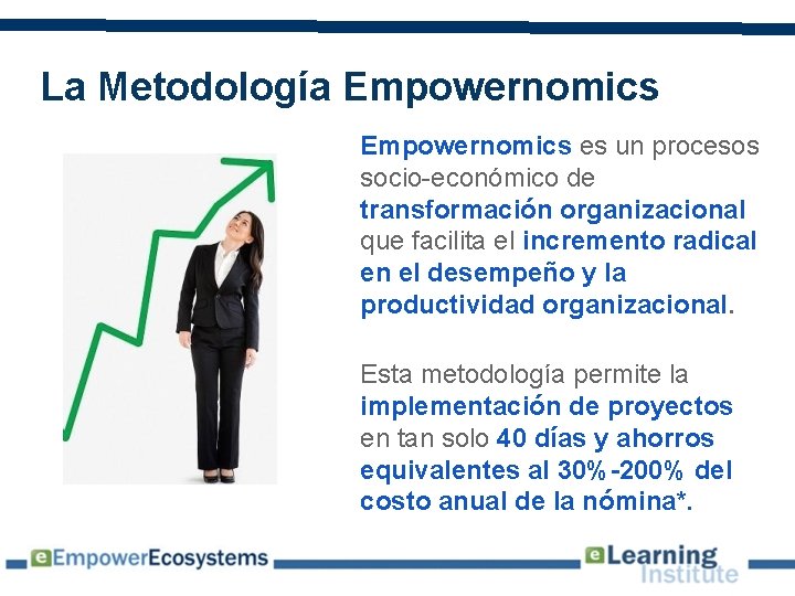 La Metodología Empowernomics es un procesos socio-económico de transformación organizacional que facilita el incremento