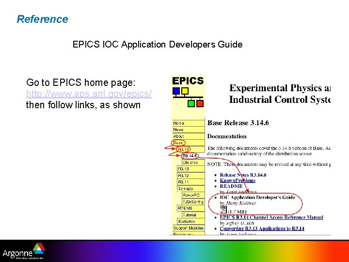 Reference EPICS IOC Application Developers Guide Go to EPICS home page: http: //www. aps.