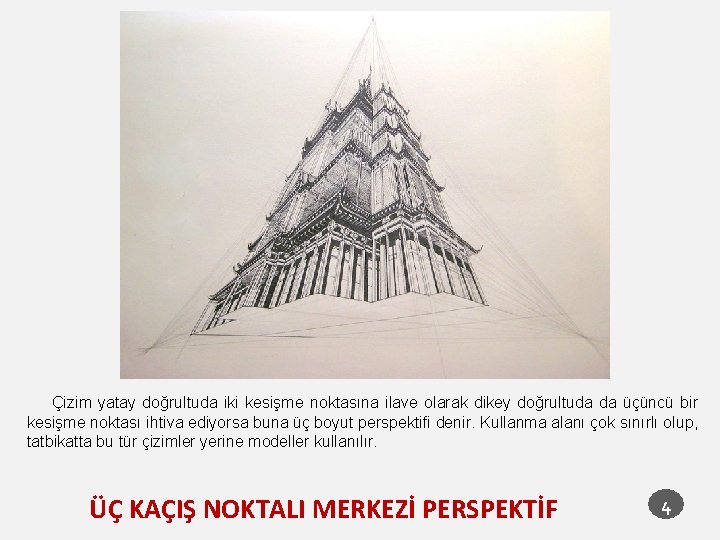Çizim yatay doğrultuda iki kesişme noktasına ilave olarak dikey doğrultuda da üçüncü bir kesişme