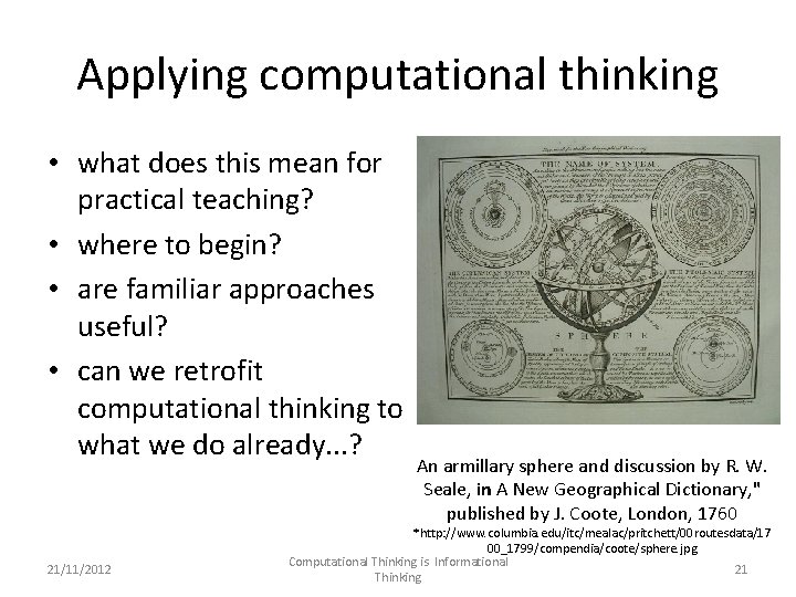 Applying computational thinking • what does this mean for practical teaching? • where to