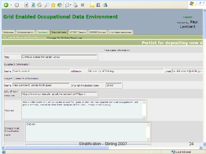 Stratification - Stirling 2007 24 
