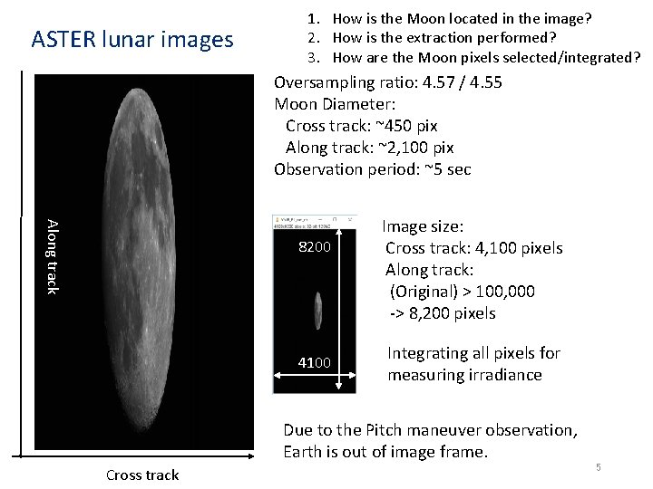 ASTER lunar images 1. How is the Moon located in the image? 2. How