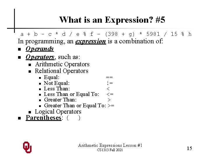 What is an Expression? #5 a + b - c * d / e