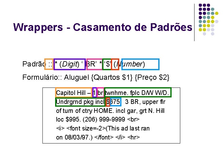 Wrappers - Casamento de Padrões Padrão : : * (Digit) ‘ BR’ * ‘$’