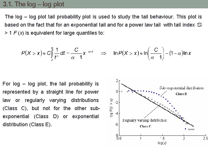 3. 1. The log – log plot tail probability plot is used to study